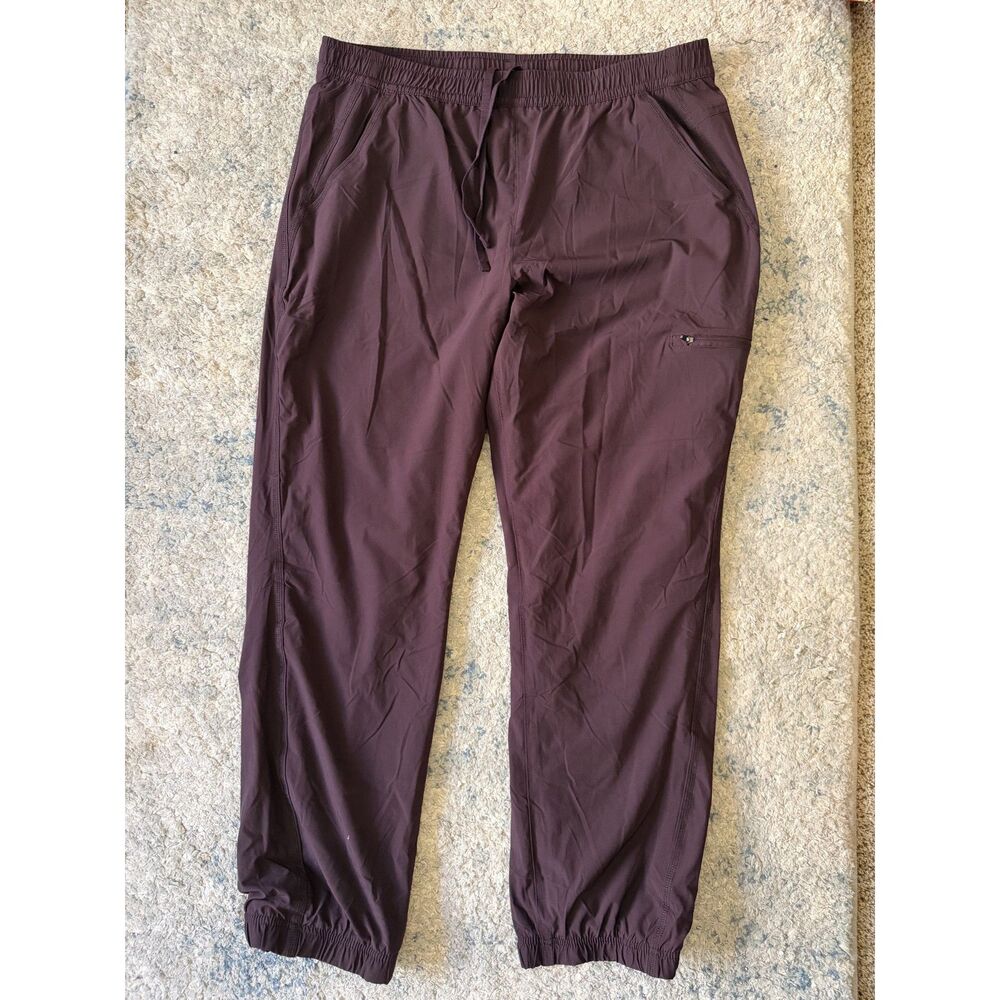 Eddie Bauer winter fleece lined pants maroon with checkered lining inside